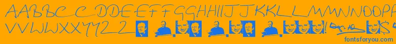 DouglasAdamsHand Font – Blue Fonts on Orange Background