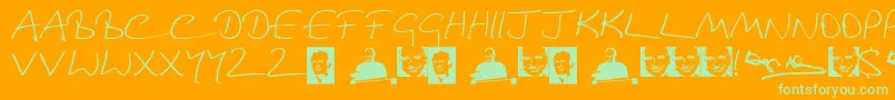 DouglasAdamsHand Font – Green Fonts on Orange Background
