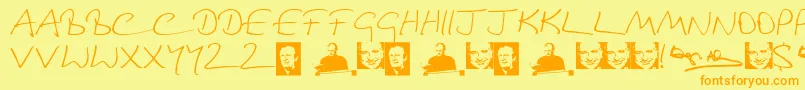 DouglasAdamsHand Font – Orange Fonts on Yellow Background