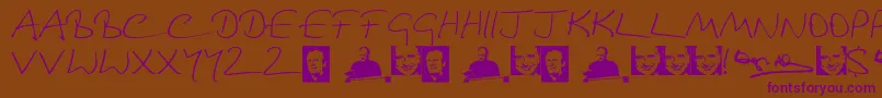 DouglasAdamsHand Font – Purple Fonts on Brown Background