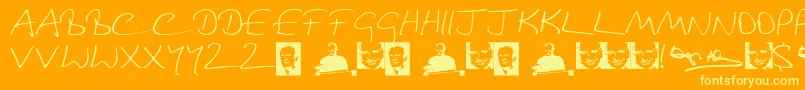 DouglasAdamsHand Font – Yellow Fonts on Orange Background