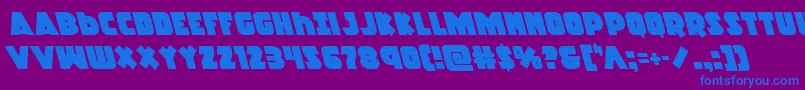 Racketsquadleft-fontti – siniset fontit violetilla taustalla