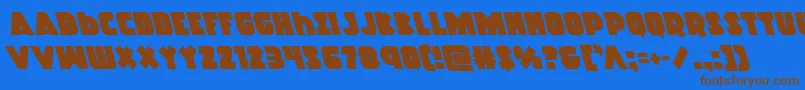 フォントRacketsquadleft – 茶色の文字が青い背景にあります。