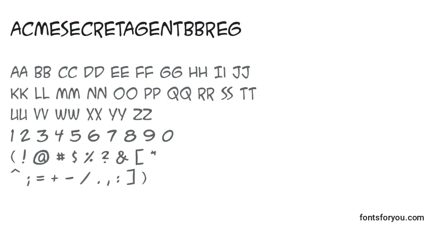A fonte AcmesecretagentbbReg (117655) – alfabeto, números, caracteres especiais