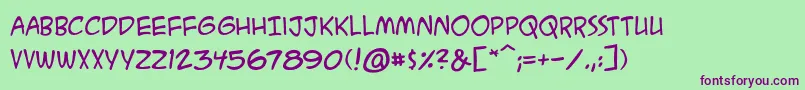 AcmesecretagentbbReg-fontti – violetit fontit vihreällä taustalla