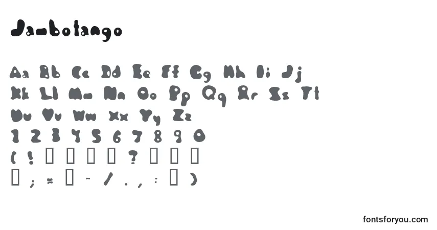 Schriftart Jambotango – Alphabet, Zahlen, spezielle Symbole