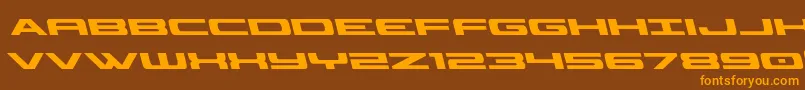 Classiccobraleft-Schriftart – Orangefarbene Schriften auf braunem Hintergrund