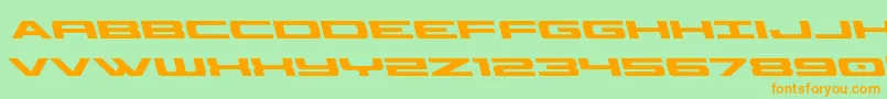 フォントClassiccobraleft – オレンジの文字が緑の背景にあります。