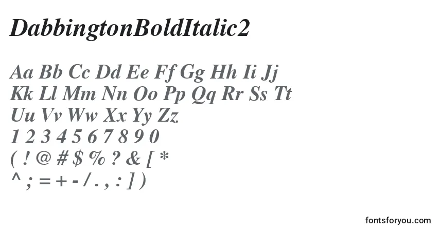 A fonte DabbingtonBoldItalic2 – alfabeto, números, caracteres especiais