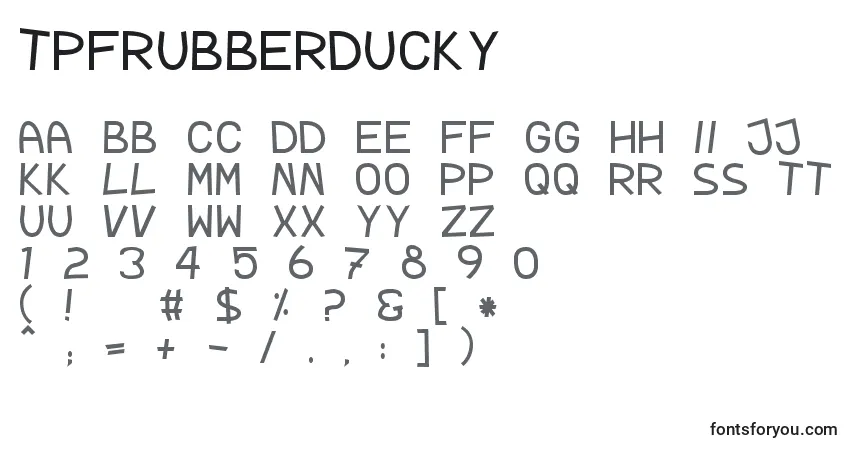 Schriftart TpfRubberDucky – Alphabet, Zahlen, spezielle Symbole