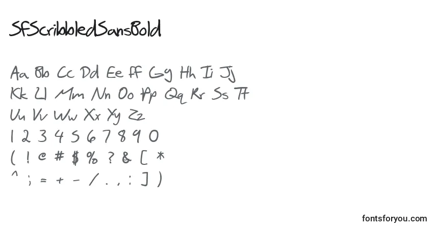 Schriftart SfScribbledSansBold – Alphabet, Zahlen, spezielle Symbole