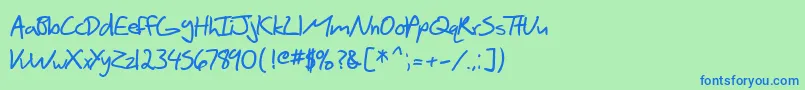 フォントSfScribbledSansBold – 青い文字は緑の背景です。