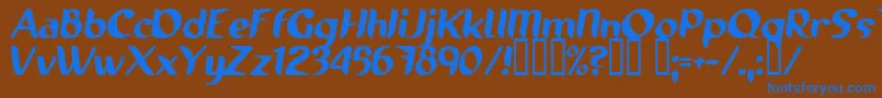 フォントRunnings – 茶色の背景に青い文字