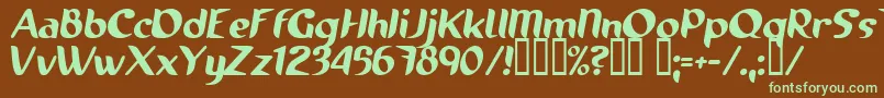 フォントRunnings – 緑色の文字が茶色の背景にあります。
