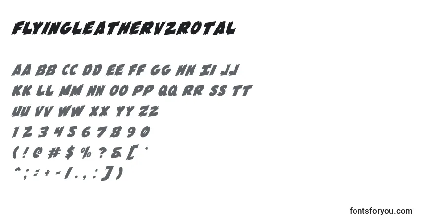A fonte Flyingleatherv2rotal – alfabeto, números, caracteres especiais