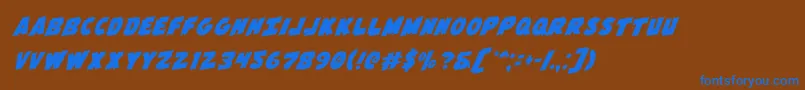 Flyingleatherv2rotal Font – Blue Fonts on Brown Background