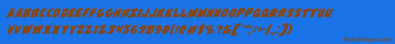 Flyingleatherv2rotal Font – Brown Fonts on Blue Background