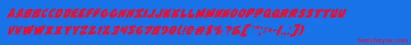 Flyingleatherv2rotal Font – Red Fonts on Blue Background