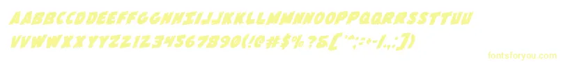Flyingleatherv2rotal-Schriftart – Gelbe Schriften auf weißem Hintergrund