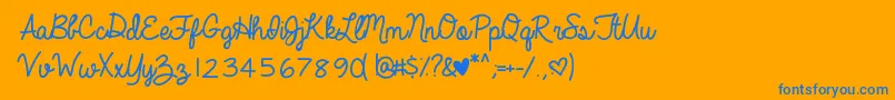 AlwaysInMyHeart Font – Blue Fonts on Orange Background