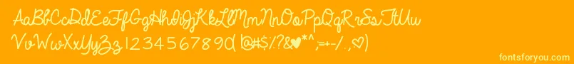 Шрифт AlwaysInMyHeart – жёлтые шрифты на оранжевом фоне