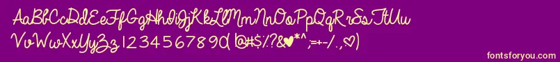 AlwaysInMyHeart Font – Yellow Fonts on Purple Background