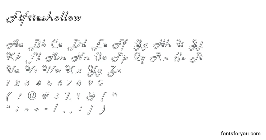 Шрифт Fiftieshollow – алфавит, цифры, специальные символы