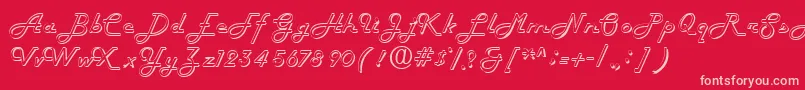 Шрифт Fiftieshollow – розовые шрифты на красном фоне