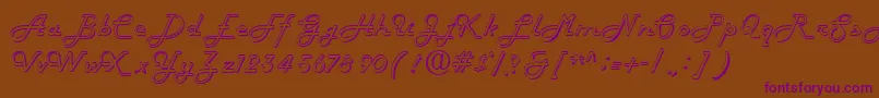 Fiftieshollow-Schriftart – Violette Schriften auf braunem Hintergrund