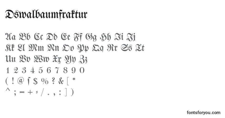 A fonte Dswalbaumfraktur – alfabeto, números, caracteres especiais