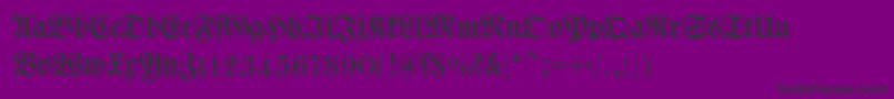 Dswalbaumfraktur-Schriftart – Schwarze Schriften auf violettem Hintergrund