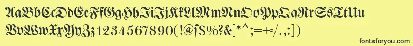 フォントDswalbaumfraktur – 黒い文字の黄色い背景