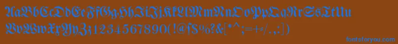 Dswalbaumfraktur-Schriftart – Blaue Schriften auf braunem Hintergrund