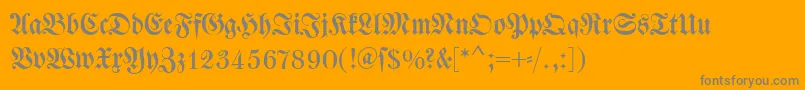 Fonte Dswalbaumfraktur – fontes cinzas em um fundo laranja