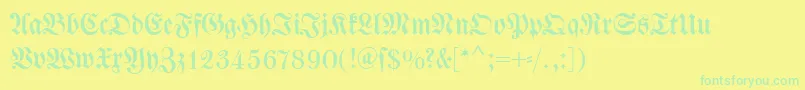 Dswalbaumfraktur-Schriftart – Grüne Schriften auf gelbem Hintergrund