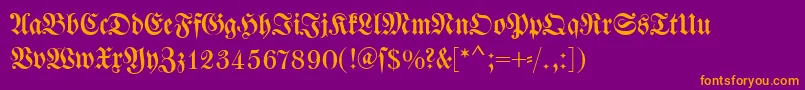 フォントDswalbaumfraktur – 紫色の背景にオレンジのフォント