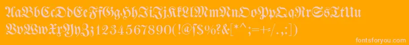 Dswalbaumfraktur-Schriftart – Rosa Schriften auf orangefarbenem Hintergrund