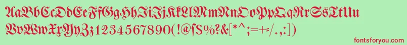 Dswalbaumfraktur Font – Red Fonts on Green Background