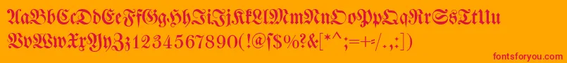 Dswalbaumfraktur Font – Red Fonts on Orange Background