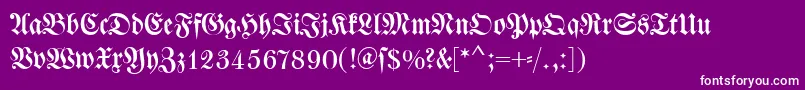 Fonte Dswalbaumfraktur – fontes brancas em um fundo violeta