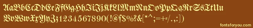 fuente Dswalbaumfraktur – Fuentes Amarillas Sobre Fondo Marrón