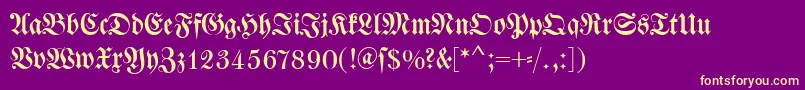 Dswalbaumfraktur-Schriftart – Gelbe Schriften auf violettem Hintergrund