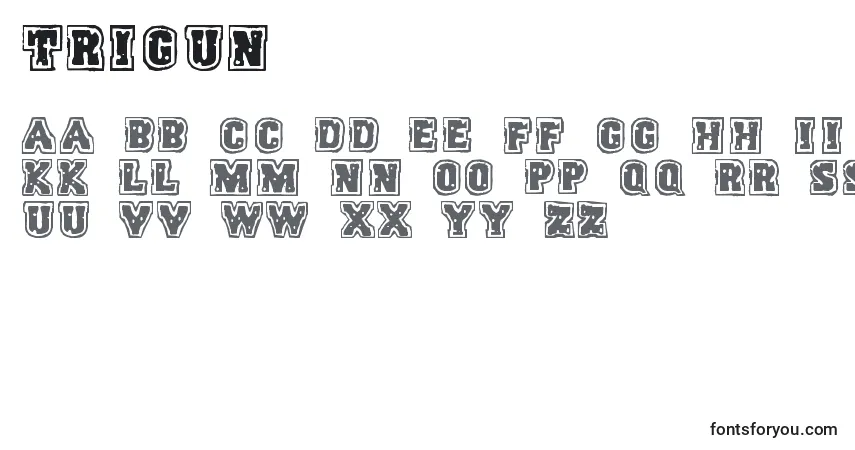 A fonte Trigun – alfabeto, números, caracteres especiais