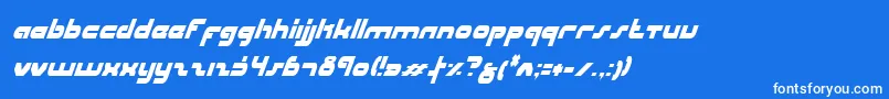 Fonte UniSolCondensedItalic – fontes brancas em um fundo azul