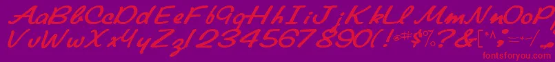 Elainefont81Bold-Schriftart – Rote Schriften auf violettem Hintergrund