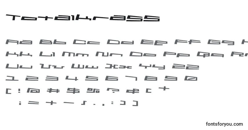 Czcionka Totalkrass – alfabet, cyfry, specjalne znaki