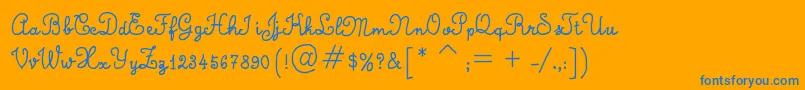 CalligraphyHandMade-Schriftart – Blaue Schriften auf orangefarbenem Hintergrund