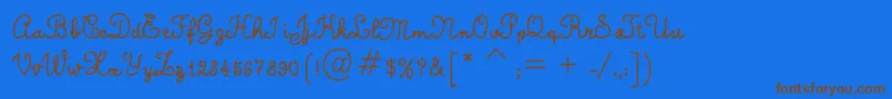 CalligraphyHandMade-Schriftart – Braune Schriften auf blauem Hintergrund