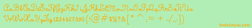 CalligraphyHandMade-Schriftart – Orangefarbene Schriften auf grünem Hintergrund