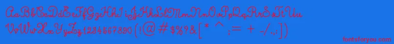 CalligraphyHandMade Font – Red Fonts on Blue Background